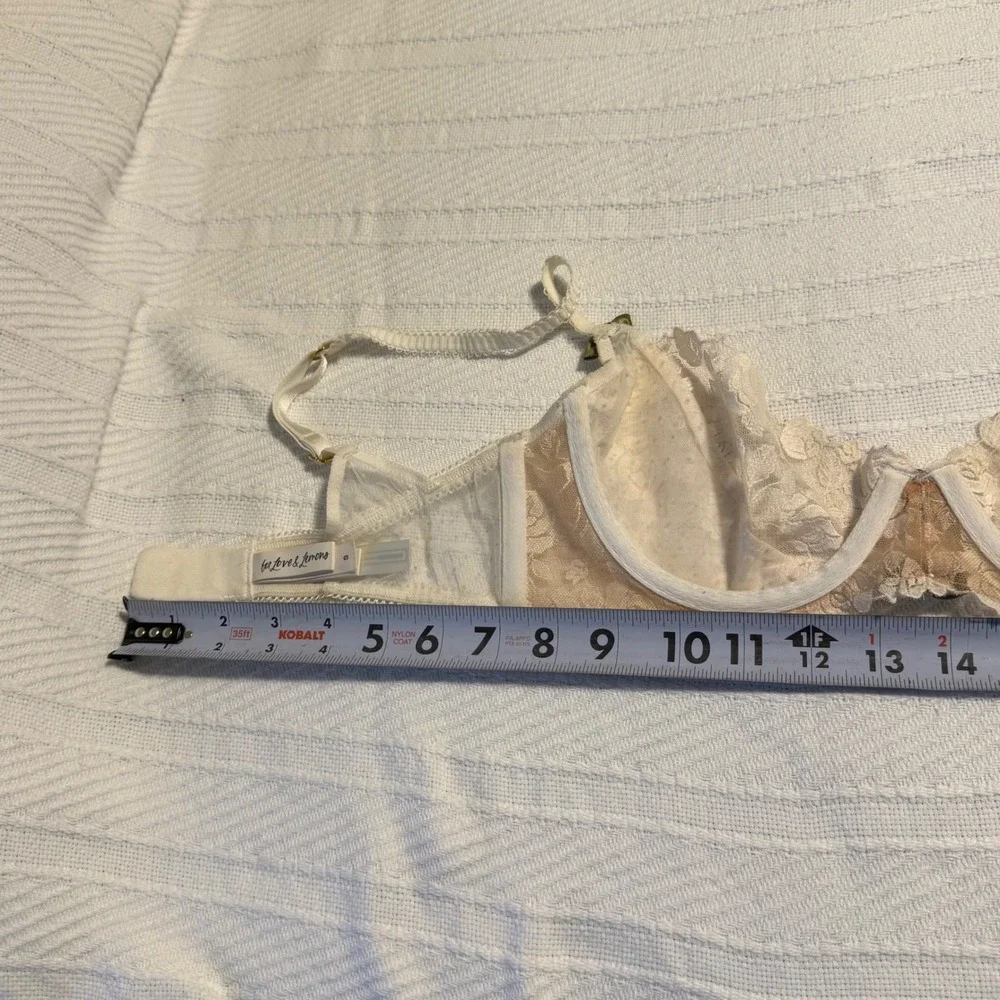For Love & Lemons Sweetheart Floral Rose Lace Bra‎ White Cream Bridal Lingerie S